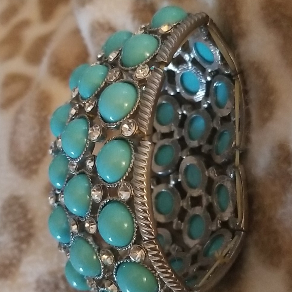 Chic turquoise and rhinestone bracelet - Picture 6 of 6